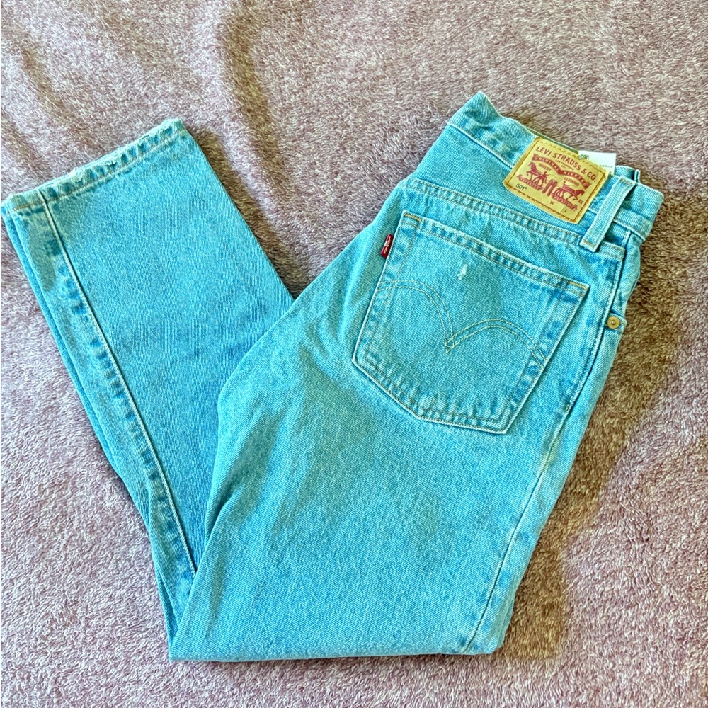 Levi's Blue Straight Denim Jeans High-Waisted